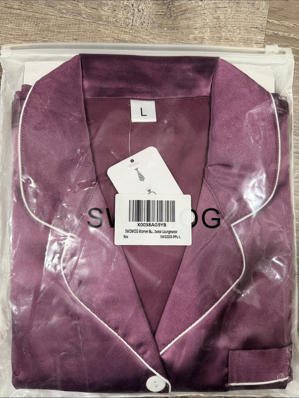 Women’s Purple Satin Pajama Shirt - L